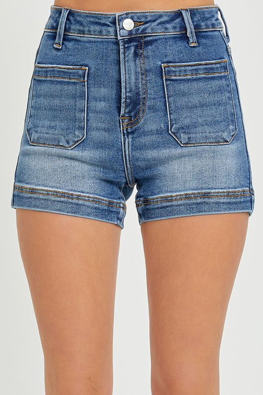 High Rise Patch Pocket Shorts