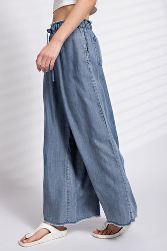 Wide Leg Washed Denim Pants
