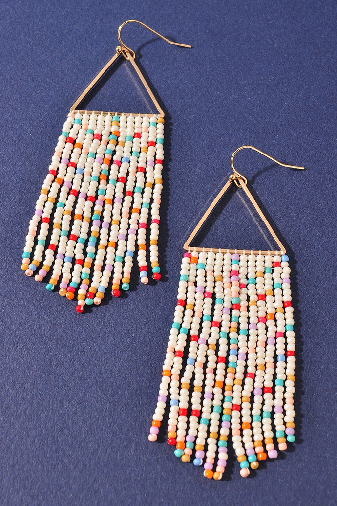 Triangle Cutout Seed Beaded Earrings