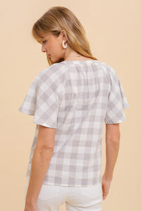 The Gingham Flutter Sleeve Top