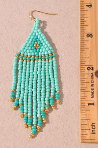 Seed Bead Fringe Dangle Earrings