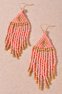 Seed Bead Fringe Dangle Earrings