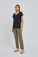 Bamboo Modal V-Neck Oversized Tee in Black