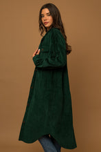 Long Corduroy Shirt Jacket in Hunter