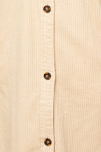 Long Corduroy Shirt Jacket in Cream