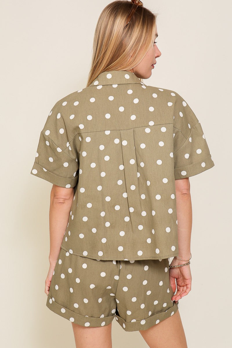 Polka Dot Breeze Button-up Top