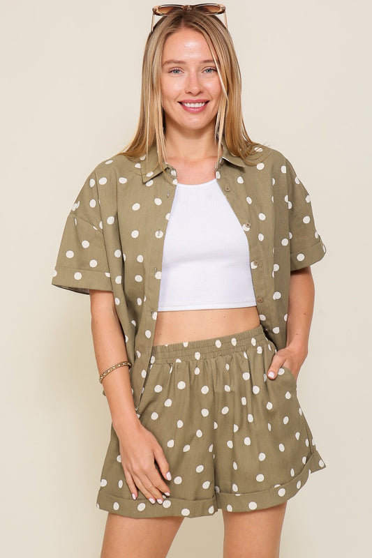 Polka Dot Breeze Button-up Top