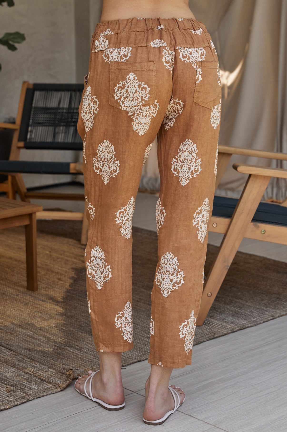 Italian Linen Mandala Print Pants