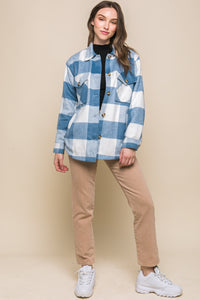 Plaid Shacket with Sherpa Lining