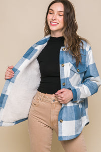 Plaid Shacket with Sherpa Lining