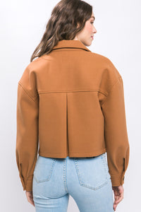 Cropped Jacket with Back Detail in Black in Camel