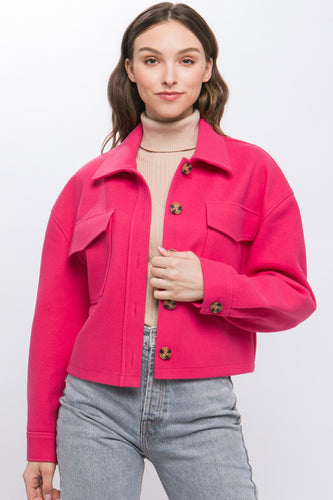 Cropped Jacket with Back Detail in Fucshia