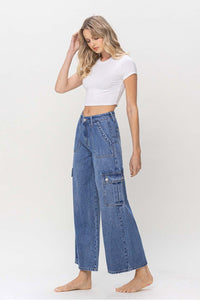 High Rise Utility Cargo Wide Leg Jeans
