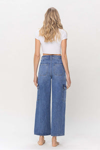 High Rise Utility Cargo Wide Leg Jeans