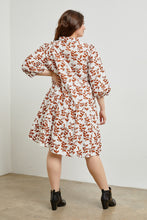 Curvy Fall Floral Print Midi Dress