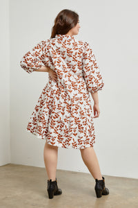 Curvy Fall Floral Print Midi Dress