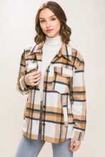Wool Blend Plaid Shacket in Camel