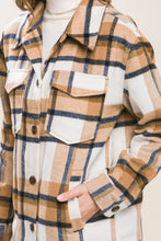 Wool Blend Plaid Shacket in Camel
