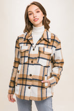 Wool Blend Plaid Shacket in Camel