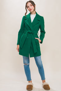 The Lapel Collared Coat in Kelly Green