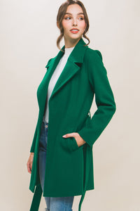 The Lapel Collared Coat in Kelly Green