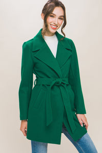 The Lapel Collared Coat in Kelly Green