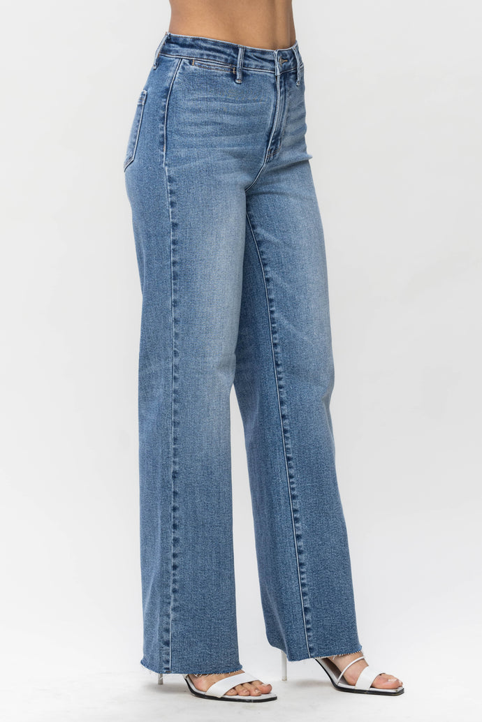 Wide Leg Raw Hem Trouser