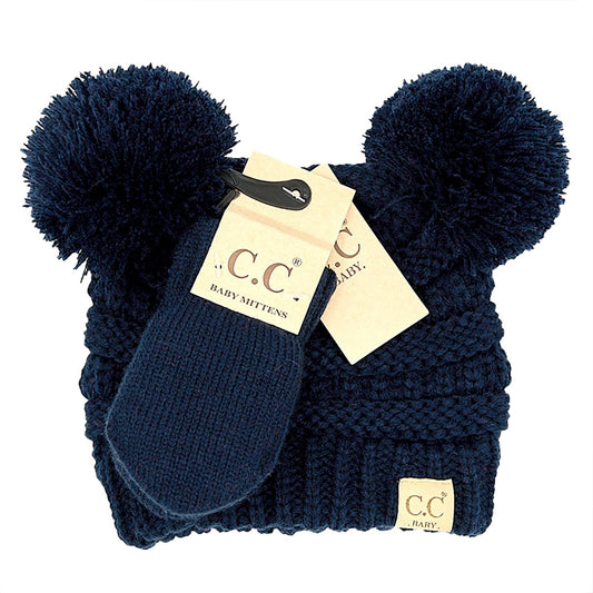 Baby Mit & Beanie Set in Navy