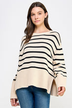 Stripe Side Slit Sweater