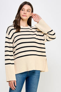 Stripe Side Slit Sweater