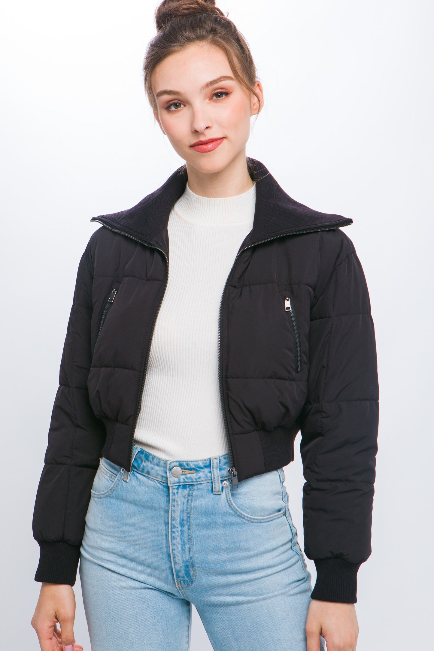 Cropped Turtleneck Puffer Jacket