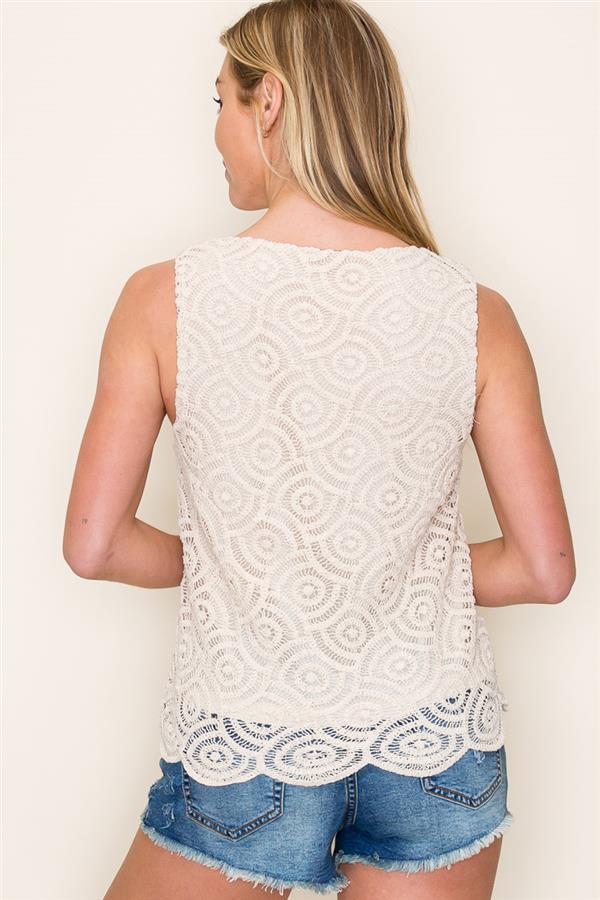 Front Button Lace Top