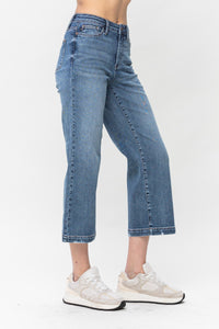High Waist Vintage Crop Wide Leg Jeans