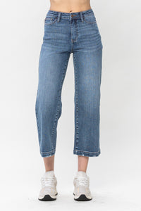 High Waist Vintage Crop Wide Leg Jeans