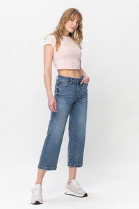 High Waist Vintage Crop Wide Leg Jeans