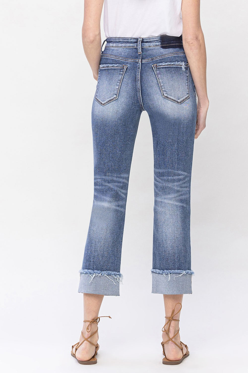 Curvy High Rise Straight Cuff Jeans