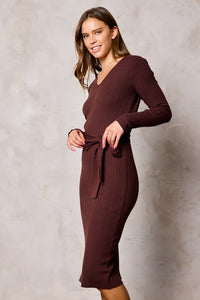 Fitted Sweater Dress in Cacao