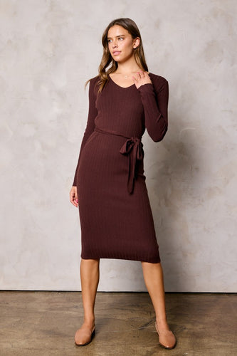 Fitted Sweater Dress in Cacao