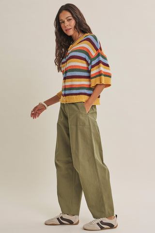 Quiet Weekend Multi Stripe Wool Blend Cardigan