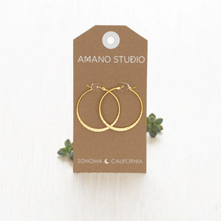 1.5" Hammered Hoop Earrings in Gold