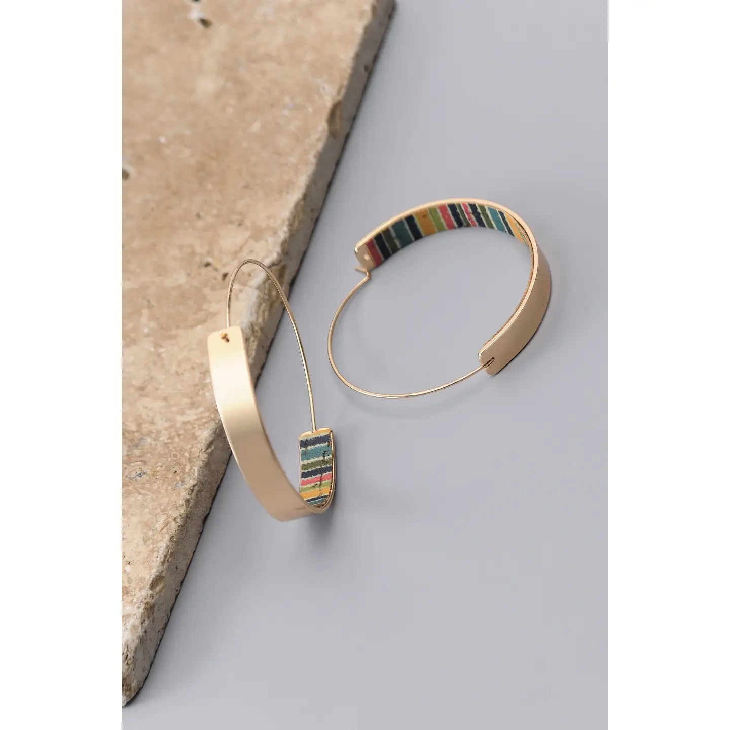 Brass Wire Cork Print Earrings