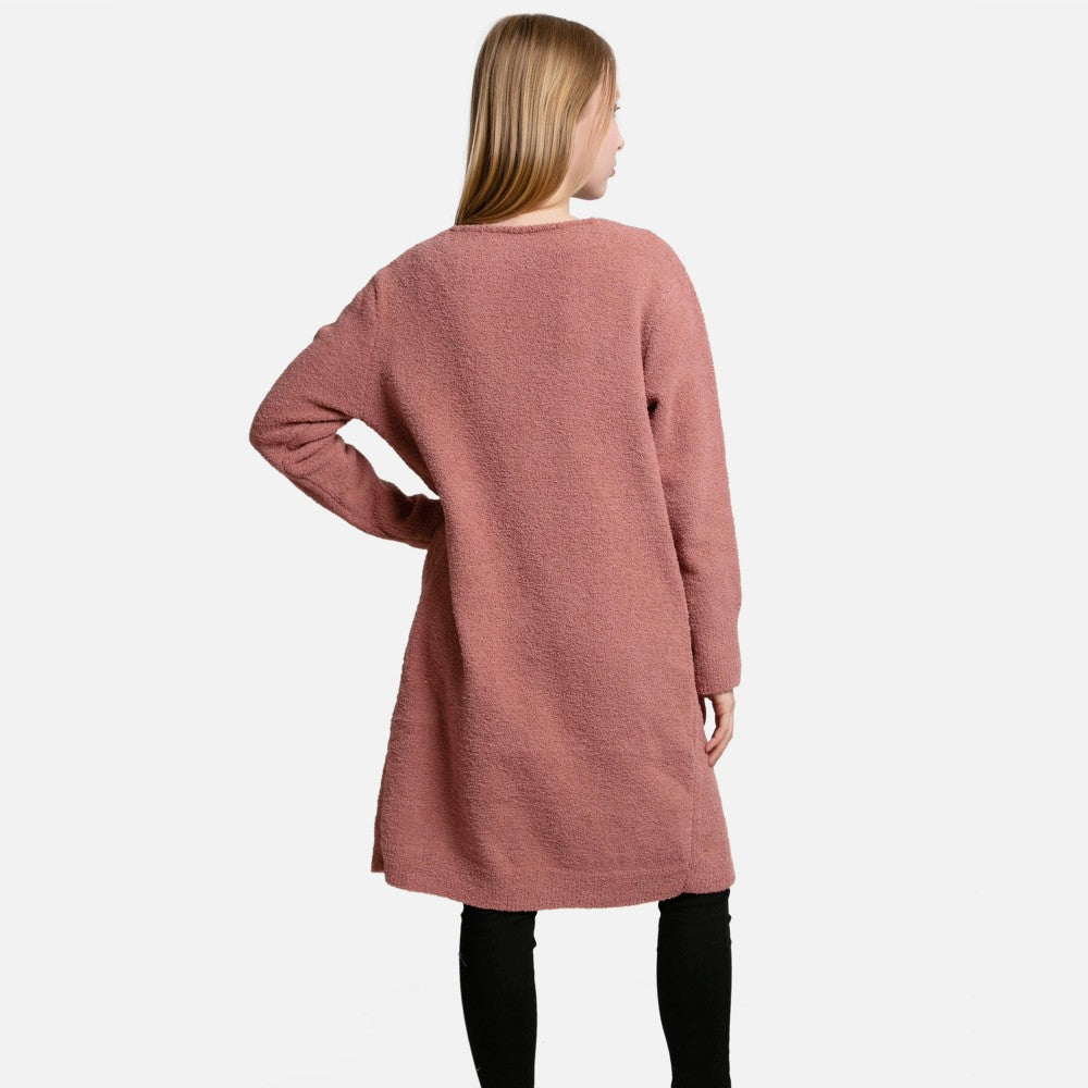 Comfy Luxe Solid Long Cardigan in Blush