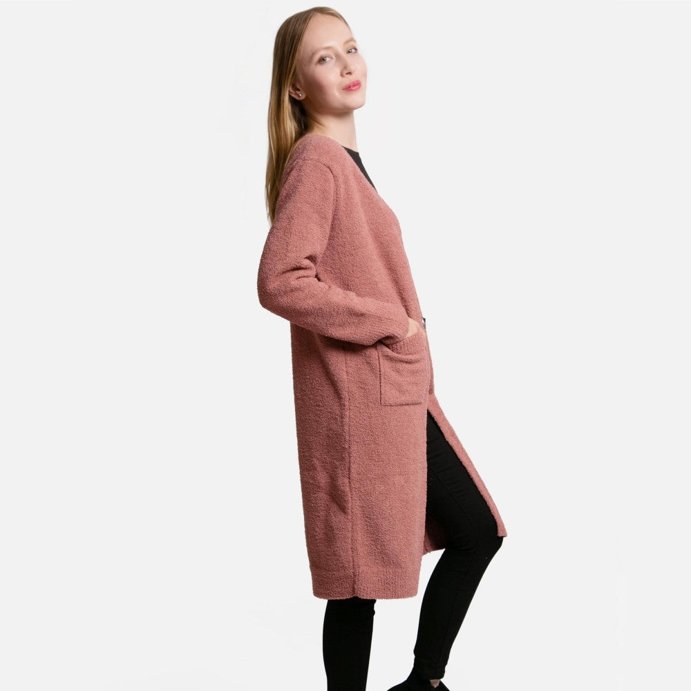 Comfy Luxe Solid Long Cardigan in Blush