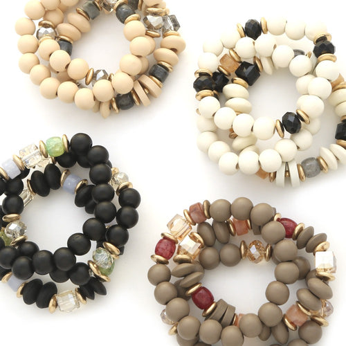 Wood Metal Glass Bead Set