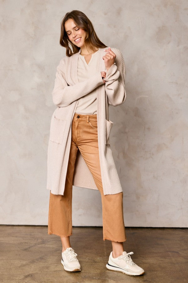 Ribbed Long Cardigan