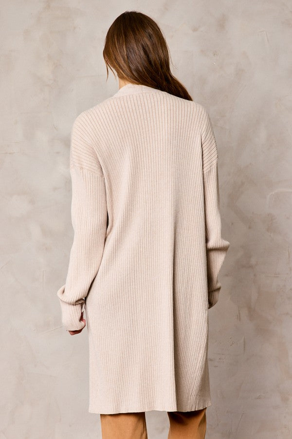 Ribbed Long Cardigan