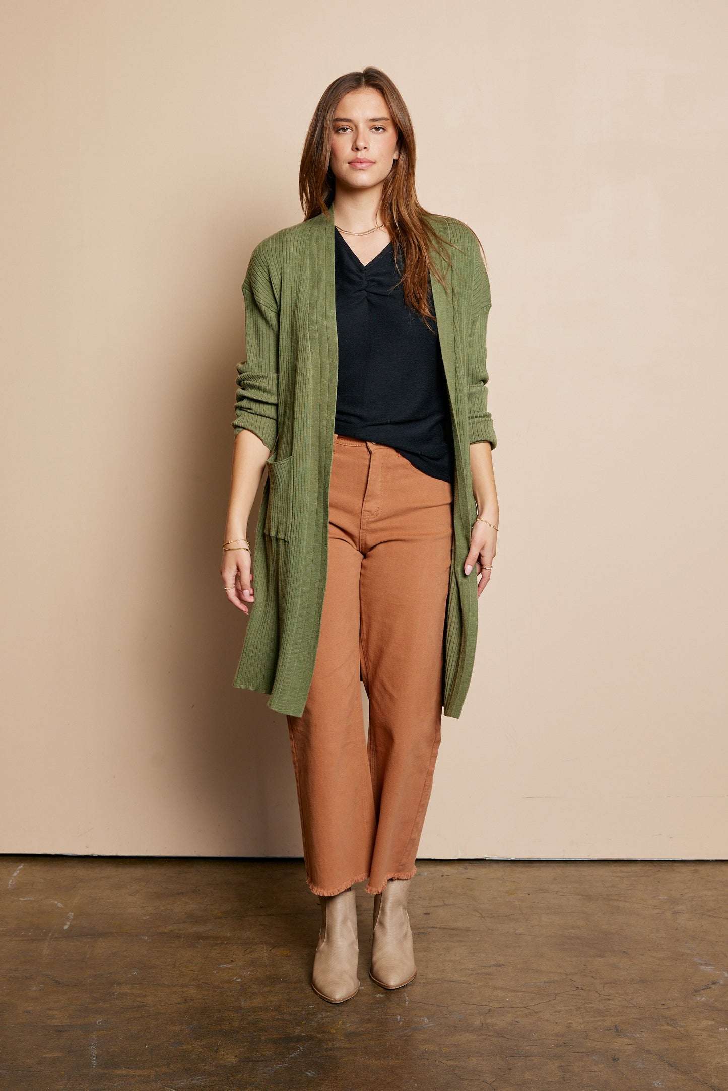 Ribbed Long Cardigan