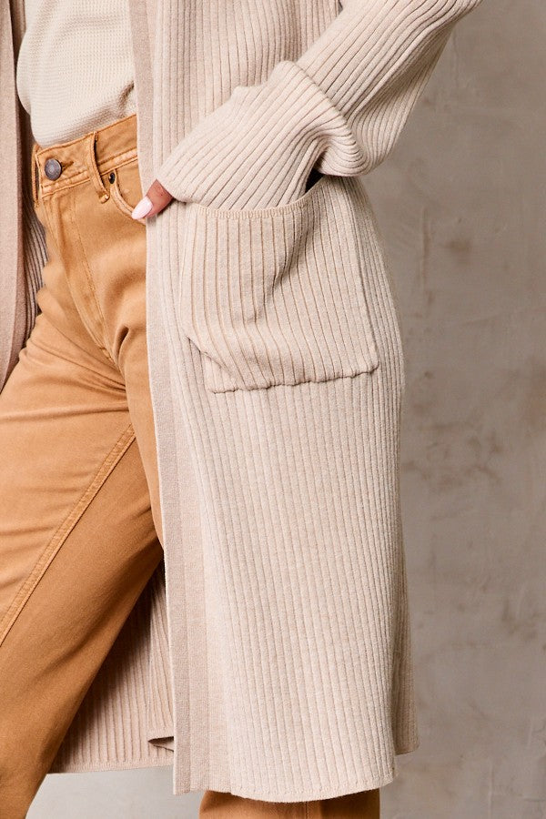 Ribbed Long Cardigan