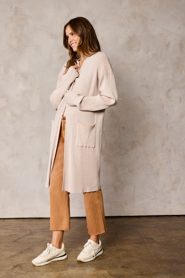 Ribbed Long Cardigan