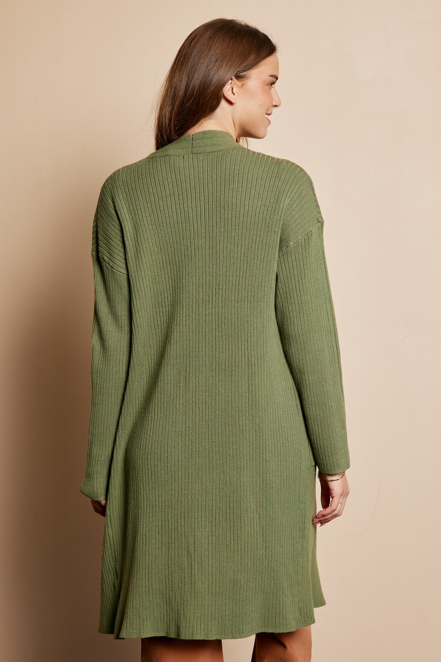 Ribbed Long Cardigan